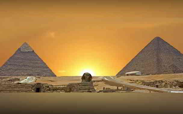 sunset in egypt pyramids